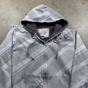 y2k Ocean Pacific Op Sherpa Lined Full Zip Hoodie Gray White Polka Dot Size XL